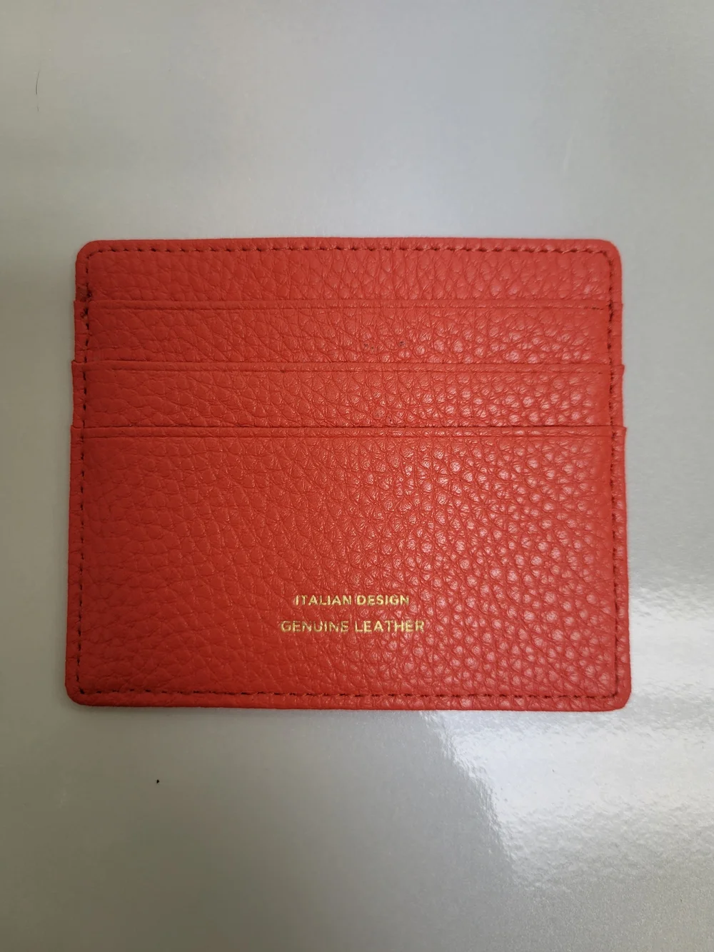 Campo Marzio Leather ID/Document Holder Card Case, Solid Pink/Orange Women